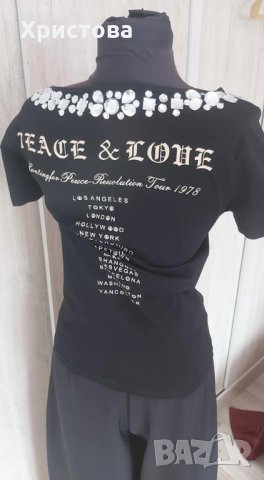 Ефектна тениска с камъни - 20,00лв., снимка 7 - Тениски - 30554403