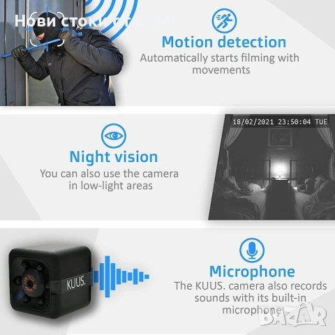 Kuus - C1 Mini скрита шпионска камера, с 32 GB карта памет, Full HD 1080P, снимка 4 - Камери - 54095337