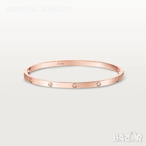 CARTIER Love Rose Gold 10 Diamonds Small Model Гривна с Отверка, снимка 8 - Гривни - 52916813