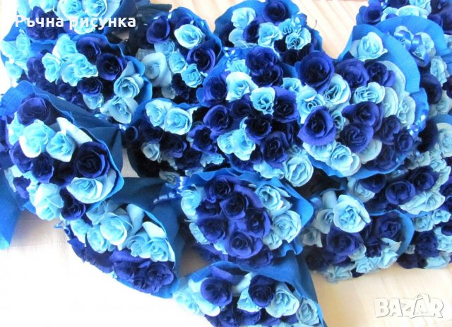 Букети и букетчета в синьо, снимка 18 - Изкуствени цветя - 31382192