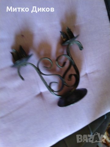 Свещник от соца кован за две свещи 175х160мм и фи 5 и 8 см, снимка 3 - Декорация за дома - 44375530