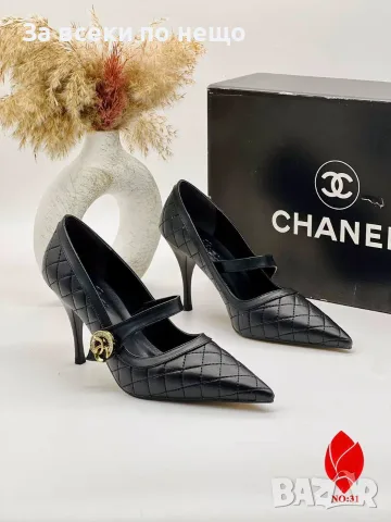 Chanel Луксозни Дамски Обувки На Висок Ток С Каишка Тип Mary Jane И Златно Бижу Код SEM-750, снимка 3 - Дамски обувки на ток - 56110589