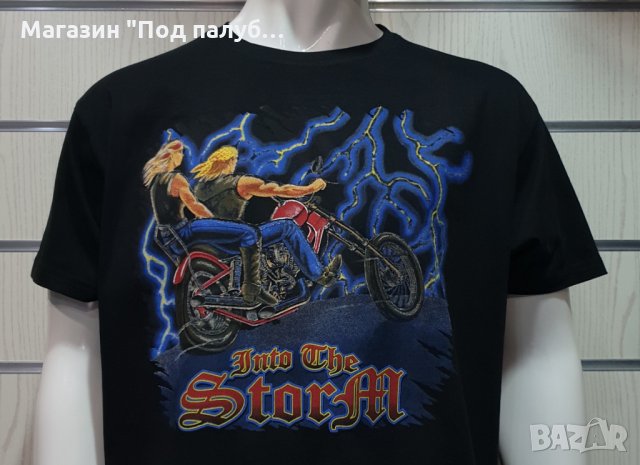 Нова мъжка тениска с трансферен печат Into The Storm, мотористи, светкавици, снимка 2 - Тениски - 28301072