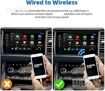 Безжичен автомобилен адаптер за Android Auto, снимка 5 - Друга електроника - 47856245