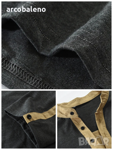 Мъжка тактическа тениска с дълъг ръкав с цип с цветни блокчета и яка Henley, 5цвята , снимка 12 - Тениски - 44624157