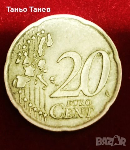 20Евро цента Италия- 2002г със дефект. , снимка 2 - Нумизматика и бонистика - 54162087