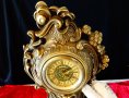 Бронзов механичен каминен часовник,барок. , снимка 3
