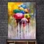 100см! Картина-канава "Шарени чадъри под дъжда", снимка 1 - Картини - 39967102