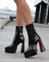 Боти на ток - черен лак и ластик - YSV5 , снимка 3