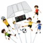 6 деца футболисти табло топка и врати игрище картонени топери украса декор за торта парти , снимка 2