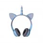 Детски безжични слушалки Unicorn, еднорог, светещи, Bluetooth, Сини Код: KT-51DZS-465584