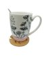 Чаша за топли напитки с гравирана подложка/капак и с лъжичка, снимка 1 - Подаръци за жени - 44471864