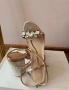 ASOS Луксозни дамски златисти сандали с камъни, снимка 5