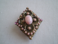 Винтидж  брошка с розова  перла, снимка 2