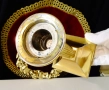 Позлатен бронзов свещник 22 см.,500 гр. , снимка 3