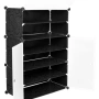 Черен модулен метален шкаф за обувки 95 см, 6 рафта, водоустойчива пластмаса, снимка 1