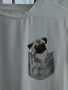 Бяла тениска с мопс в джоб “Pocket Pug”, снимка 2