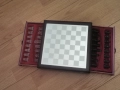 Стъклен шах в луксозна дървена кутия, снимка 3
