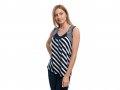 Нова дамска елегантна моряшка блуза без ръкави на широко райе, снимка 12