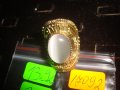 ПОЗЛАТЕН РЕТРО АРТ ПРЪСТЕН с ГОЛЯМ ПОЛИРАН ЛУНЕН КАМЪК с ЕФЕКТ КОТЕШКО ОКО 17092, снимка 5