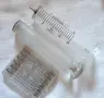 Винтидж френска стъклена спринцовка Flamiver и унгарски винтидж игли Medicor Record. , снимка 2