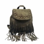 Велурена дамска раница с ресни и метални нитове – бохо стил и практичност, снимка 6