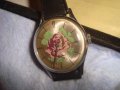 ВОСТОК Стар РУСКИ МЕХАНИЧЕН ВИНТИДЖ ЧАСОВНИК с ФЛОРАЛНА АПЛИКАЦИЯ на ЦИФЕРБЛАТА КОЖЕНА КАИШКА 28075 , снимка 3