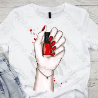 Дамска тениска Motif с цветна щампа маникюр / Fashion / nail manicure, снимка 1 - Тениски - 44811833