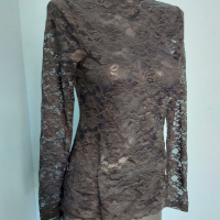 Дантелена еластична блуза "Neo noir" / сива дантела, луксозна категория , снимка 1 - Корсети, бюстиета, топове - 36575209