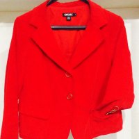 DKNY Donna Karan червено сако от памучно кадифе , снимка 2 - Сака - 39306486