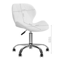 Козметичен стол - табуретка с облегалка QS-06 42/54 см - бяла/черна, снимка 3 - Педикюр и маникюр - 44262123