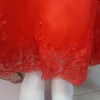 луксозна бална официална червена рокля с дантела русалка, снимка 4 - Рокли - 30404322