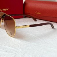 Cartier 2023 мъжки слънчеви очила с кожа и дътвени дръжки , снимка 10 - Слънчеви и диоптрични очила - 42796056