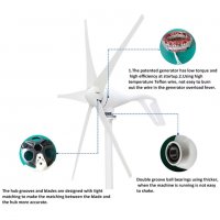 НОВ ветрогенератор 12v 800w 6 витла вятърна турбина перка зелена енерг , снимка 7 - Друга електроника - 31617012