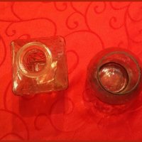 Две стъклени вазички с интересни инкрустации, снимка 1 - Вази - 29617692