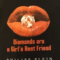 PHILIPP PLEIN маркова тениска "Устни и Диаманти". С камъни + памук и еластан. , снимка 4 - Тениски - 37423503