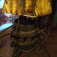 Антикварна нощна лампа чугун естествена кожа , снимка 5 - Антикварни и старинни предмети - 29684514
