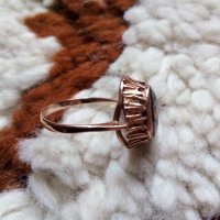 Съветски златен ажурен пръстен с естествен  гранат, снимка 3 - Пръстени - 40341636