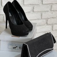 Черни официални бални обувки, снимка 2 - Дамски обувки на ток - 35644026