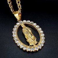 Колие Дева Мария с камъни - Gold, снимка 2 - Колиета, медальони, синджири - 37310623