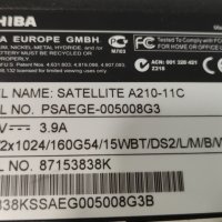 Лаптоп Toshiba Satellite A210-11C, снимка 5 - Части за лаптопи - 42042648