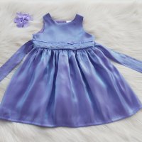 Детска официална рокля лилав сатен 9-12месеца с аксесоар за коса, снимка 11 - Бебешки рокли - 32103550