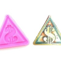 $ Долар лого триъгълник силиконов молд форма фондан висулка шоколад бижу декор обеца обеци, снимка 3 - Форми - 44393349