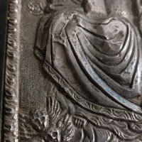 Стара гръцка сребърна икона Света Троица., снимка 3 - Икони - 44185994