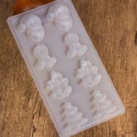 8 Коледни Полипропилен поликарбонатна пластмасова форма за шоколадови бонбони желе фондан гипс молд, снимка 1 - Форми - 29604287