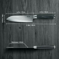 Професионален Нож от Дамаска стомана САНТОКУ, снимка 2 - Прибори за хранене, готвене и сервиране - 44643057
