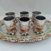  стакани подстакани чаши чашки поднос, снимка 3 - Антикварни и старинни предмети - 29913299
