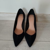 Reserved Premium - черни велурени обувки 37, снимка 2 - Дамски елегантни обувки - 40849974
