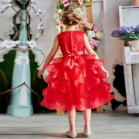 Детска рокля кристали червена ново. 7-8 години, снимка 2 - Детски рокли и поли - 29974557