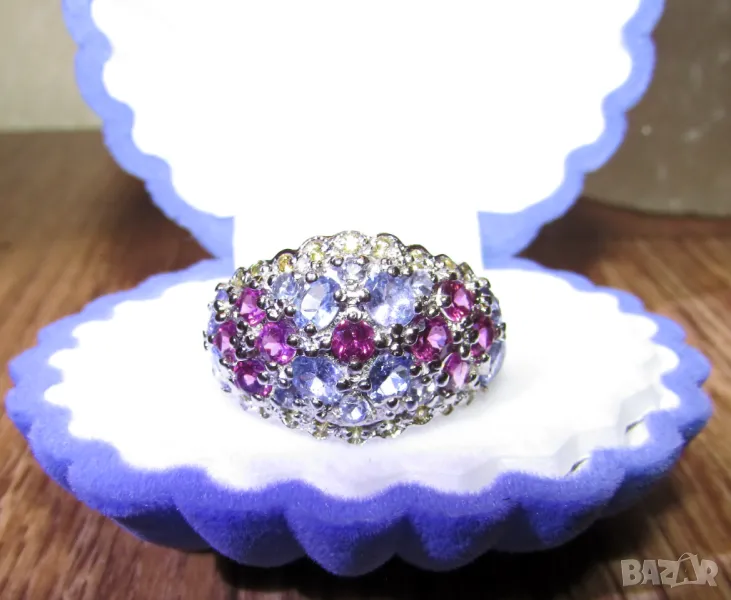 925 сребърен пръстен с танзанит. Халка 9/59/18.89, подходящ за подарък, снимка 1